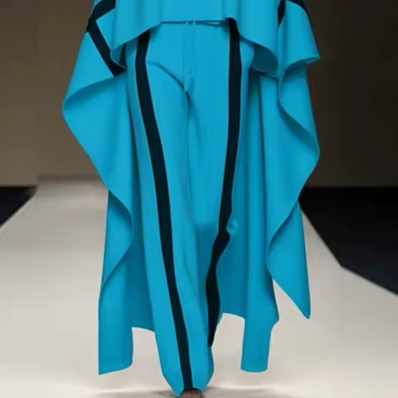 🎉Turtleneck Raglan Sleeves Loose Color Block Blouse+Straight Pants With … - Picture 4 of 6